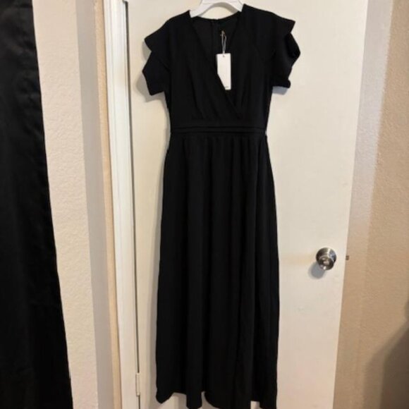 Anatoky Womens V Neck Short Sleeve Split Evening Cocktail Dress Size M Formal Ma - Picture 2 of 8